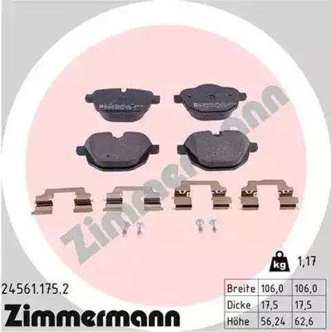 Задние тормозные колодки 245611752 ZIMMERMANN