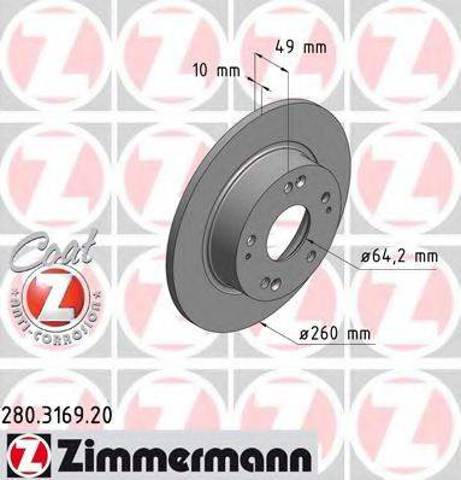 Диск тормозной задний 280316920 ZIMMERMANN