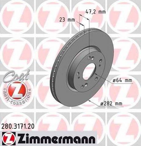 Тормоз дисковый передний 280317120 ZIMMERMANN