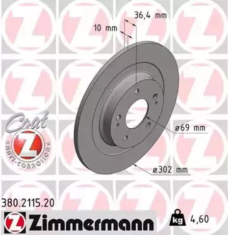 Тормозные диски 380211520 ZIMMERMANN