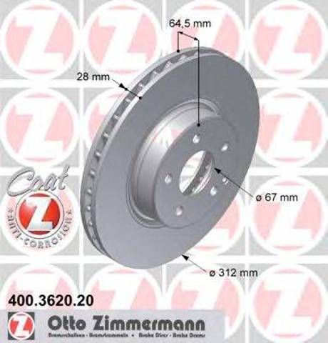 ZIMMERMANN 400362020 Диск тормозной передний в наличии Киев
