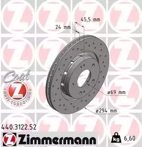 Тормоз дисковый передний 440312252 ZIMMERMANN