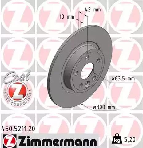 Задний дисковый тормоз 450521120 ZIMMERMANN