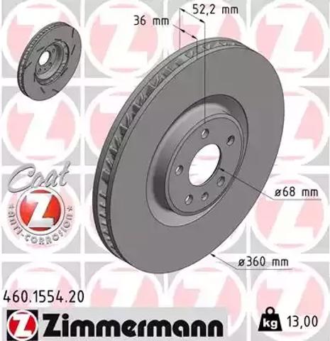 Тормоз дисковый передний 460155420 ZIMMERMANN