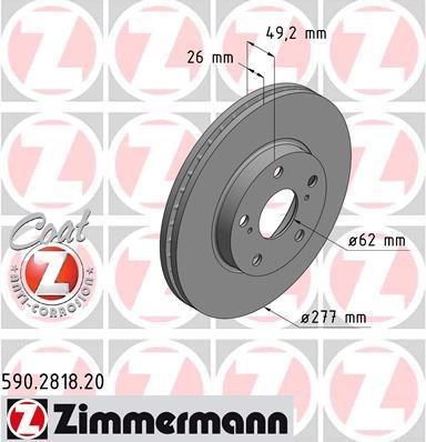 ZIMMERMANN 590281820 Диск тормозной передний в наличии Харьков