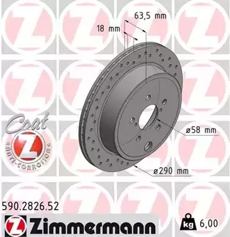 Задний дисковый тормоз 590282652 ZIMMERMANN