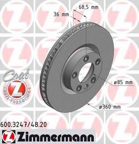 Диск тормозной передний 600324720 ZIMMERMANN