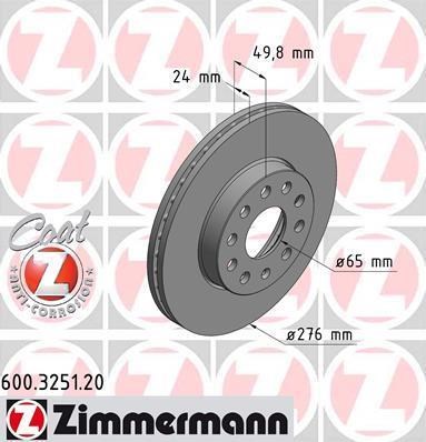 ZIMMERMANN 600325120 Передние тормозные диски в наличии Хмельницкий