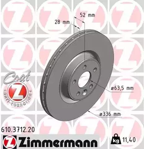 Тормоз дисковый передний 610371220 ZIMMERMANN