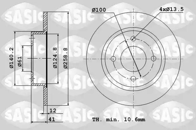 Ротор тормозной 6104001 SASIC
