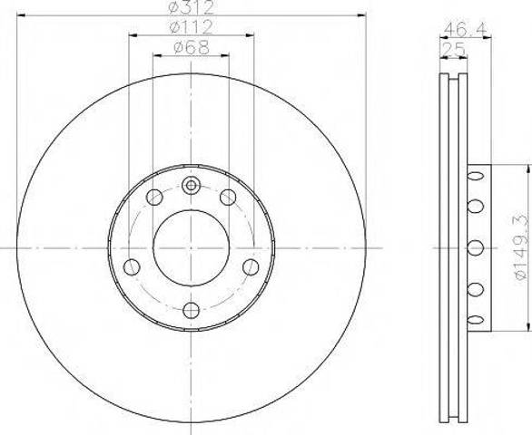 Тормоз дисковый передний 8DD355107521 HELLA