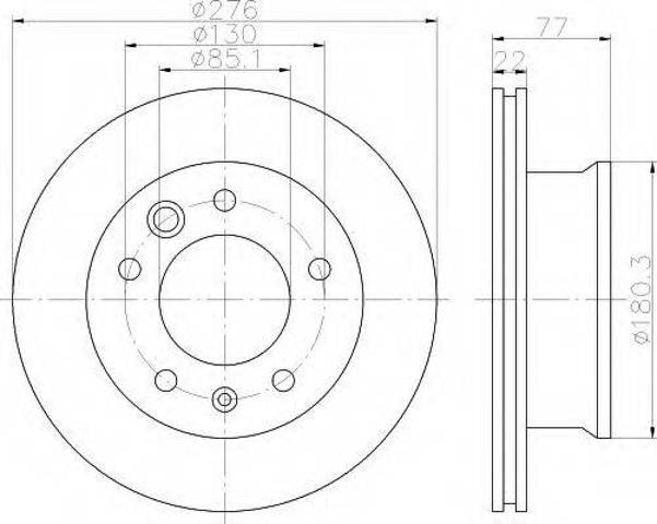 Диск тормозной передний 8DD355111001 HELLA
