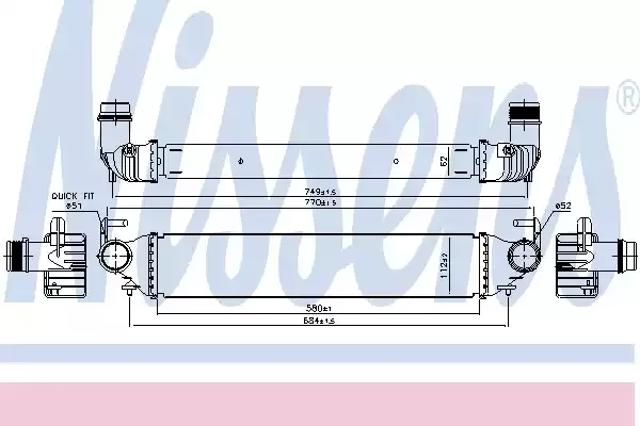 Радиатор интеркуллера 96166 NISSENS