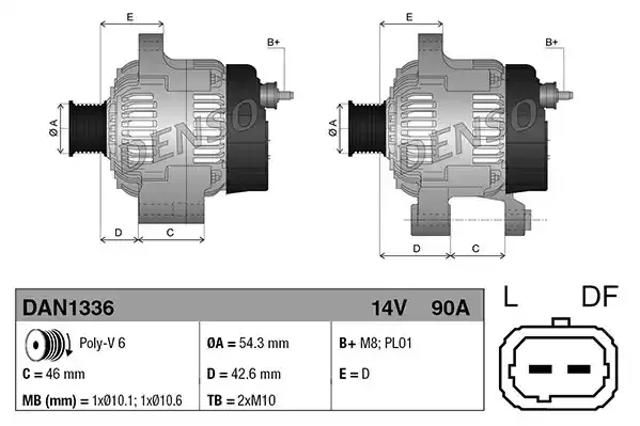 Генератор автомобильный DAN1336 DENSO