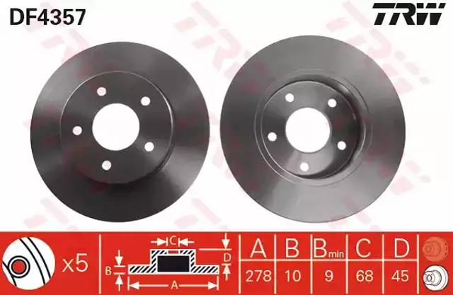 Тормозные диски DF4357 TRW
