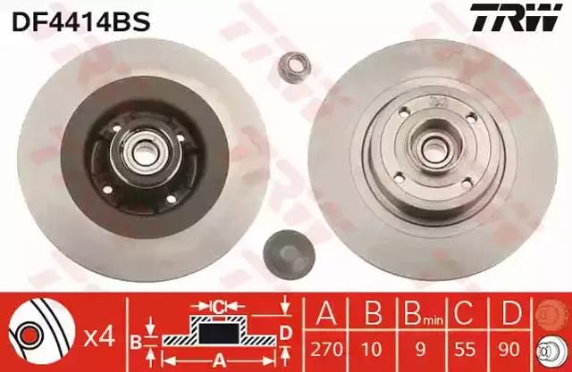 Задний дисковый тормоз DF4414BS TRW