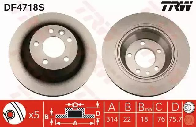 Задний тормозной диск DF4718S TRW