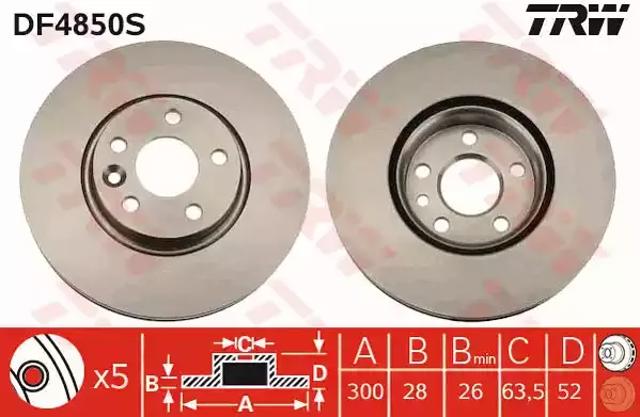 Тормоз дисковый передний DF4850S TRW