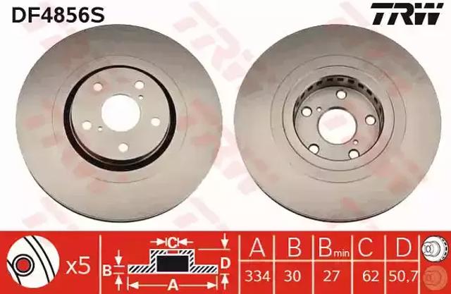 Тормоз дисковый передний DF4856S TRW