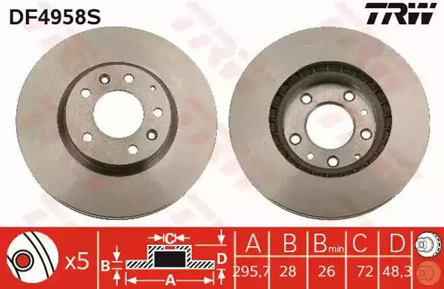 Тормоз дисковый передний DF4958S TRW