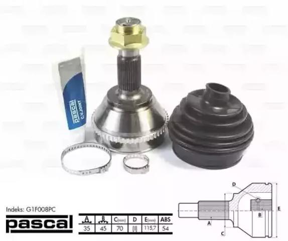 Шарнир равных угловых скоростей передний G1F008PC PASCAL