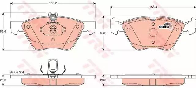 Колодки тормозные дисковые комплект GDB1215 TRW