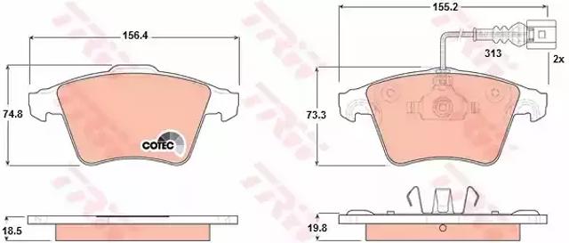 Тормозные колодки GDB1651 TRW