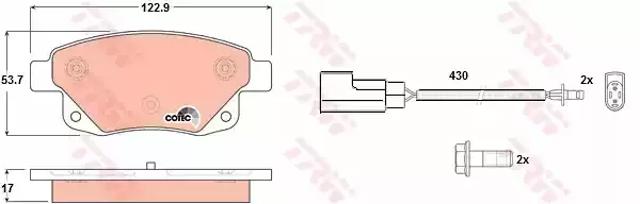 Колодки на тормоз задний дисковый GDB1725 TRW