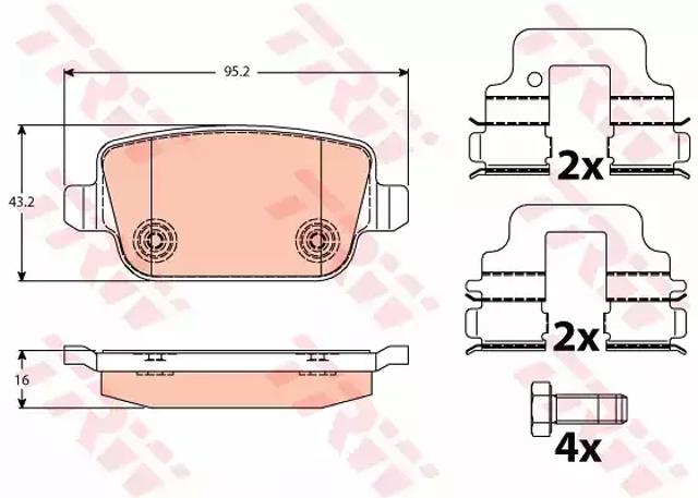 Комплект задних колодок GDB1732 TRW