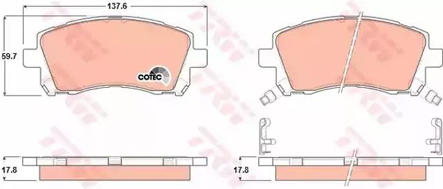 Колодки тормозные передние дисковые GDB3217 TRW