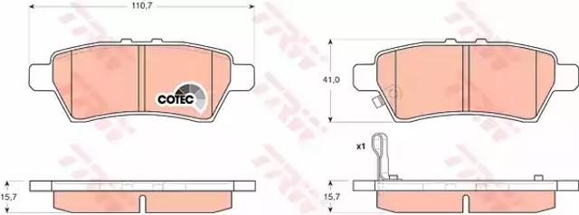 Комплект задних колодок GDB3405 TRW
