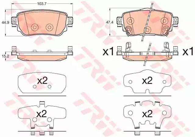 Комплект задних колодок GDB3617 TRW