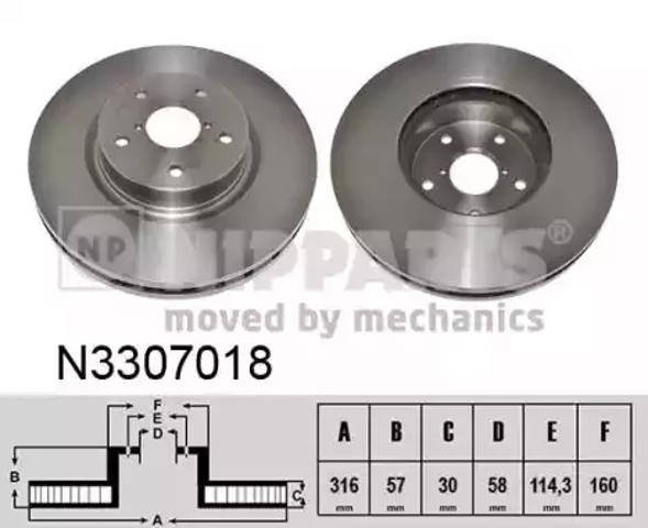Передний тормозной диск N3307018 NIPPARTS