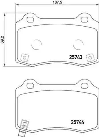 Колодки на тормоз задний дисковый P30074 BREMBO