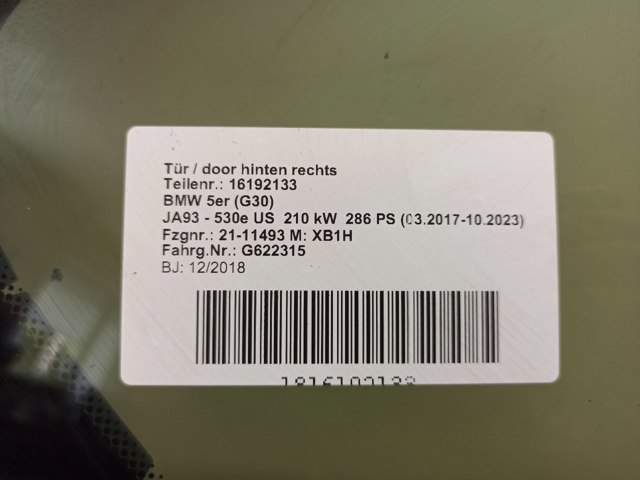 51357381348 BMW Стекло-форточка двери задней правой купить в Запорожье