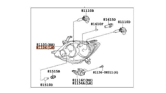 Вставка фары левой 811060K100 TOYOTA