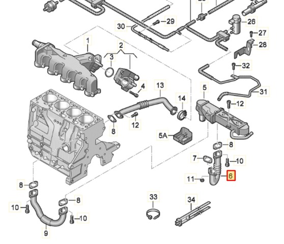 03P131521E Патрубок системы рециркуляции отработавших газов EGR купить Черкассы