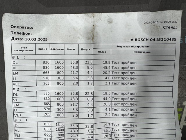 RENAULT 0445110485 Топливные форсунки в наличии Полтава