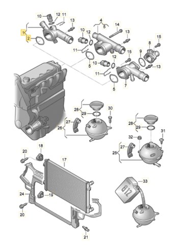 06A121132 VAG Фланец системы охлаждения (тройник) купить в Житомир
