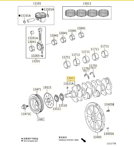 134010T061 TOYOTA Коленвал купить в Ровно