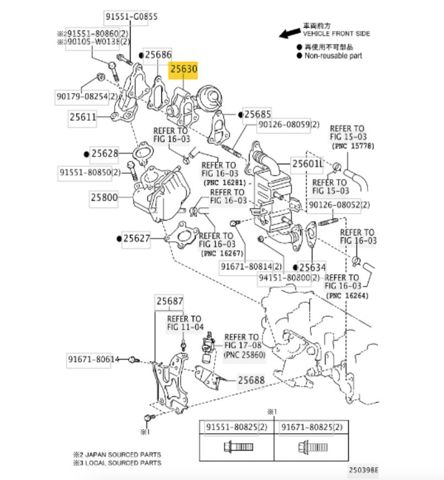 Клапан EGR, рециркуляции газов 2563033010 TOYOTA