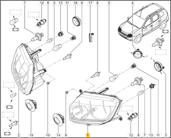 Фара дальнего света в сборе 260608209R RENAULT