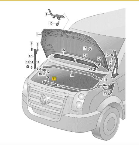 Запор капота (замок и привод замка капота) Mercedes Sprinter 2 3,5-t