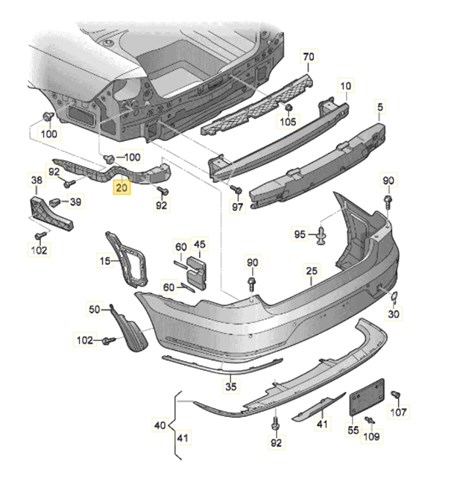 3AE807394 VAG Кронштейн бампера заднего правый купить в Запорожье