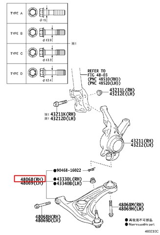 4806809150 TOYOTA Рычаг передней подвески нижний правый купить в Черновцы