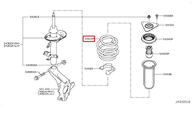 NISSAN 540104CB0C Пружина передняя в наличии Николаев
