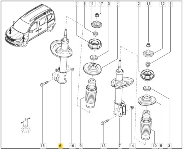 Амортизаторы передние 543023778R RENAULT