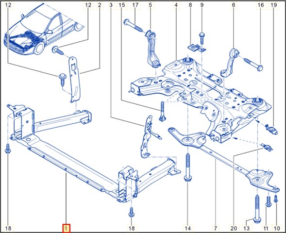 544F00002R RENAULT Балка передней подвески (подрамник) передняя купить в Днепр