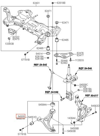 545003Z700 HYUNDAI Рычаг передней подвески левый купить в Сумы