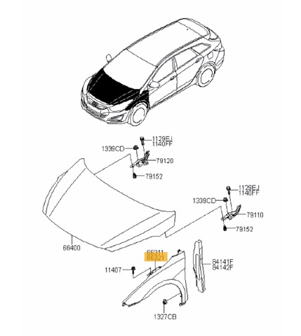 HYUNDAI 663213Z000 Крыло переднее правое в наличии Павлоград